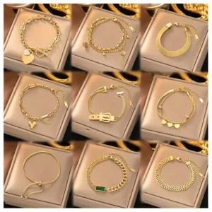 Stainless steel bracelet, hippie Gothic pearl chain pendant, fashionable bracelet, women's accessory